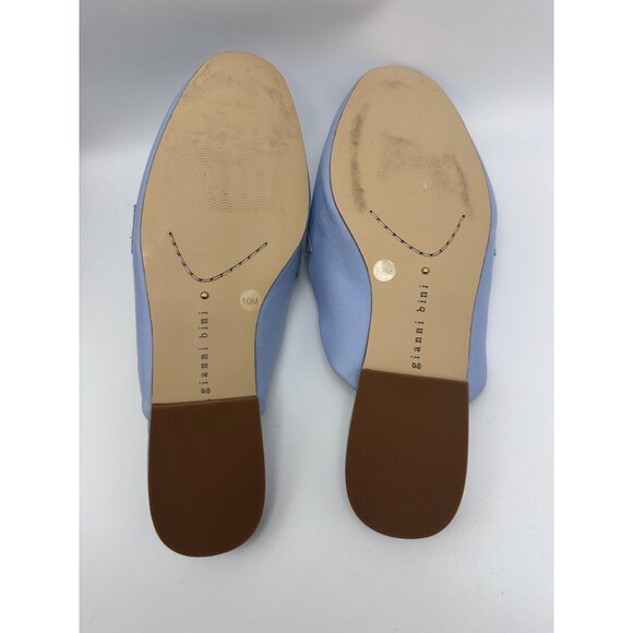 Gianni Bini Sz 10M Womens Shoes Blue Croc-Embossed Leather Slip-On Mules Casual - Picture 6 of 9